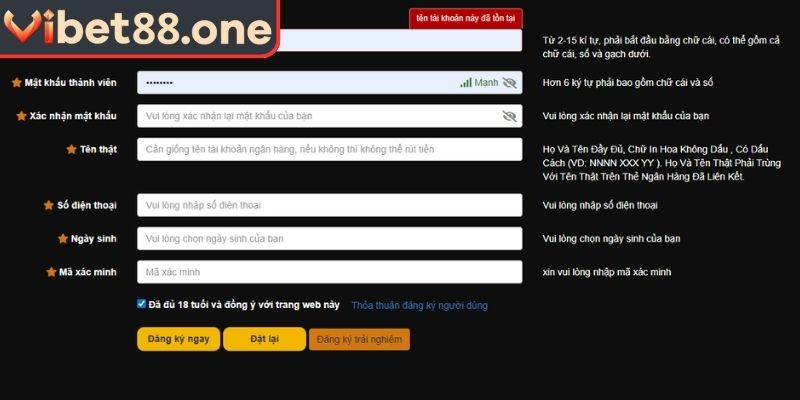 Đăng Ký VIBET88 – Hướng Dẫn Tạo Tài Khoản Siêu Nhanh 2 Điều kiện đăng ký dành cho người mới
