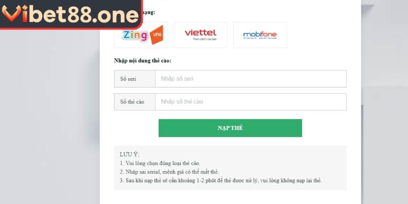 Nạp Tiền VIBET88 – Hướng Dẫn Cách Thao Tác Chi Tiết 3 Lưu ý khi nạp tiền VIBET88