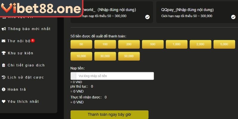 Nạp Tiền VIBET88 – Hướng Dẫn Cách Thao Tác Chi Tiết 1 Nạp tiền VIBET88 qua tài khoản ngân hàng
