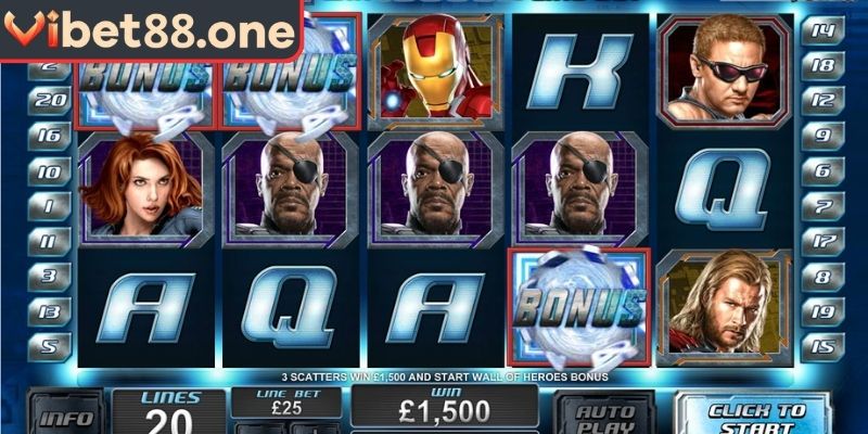 Các biểu tượng trong nổ hũ siêu anh hùng Vibet88