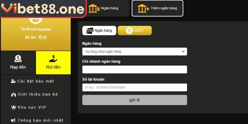 Điều kiện rút tiền tại VIBET88
